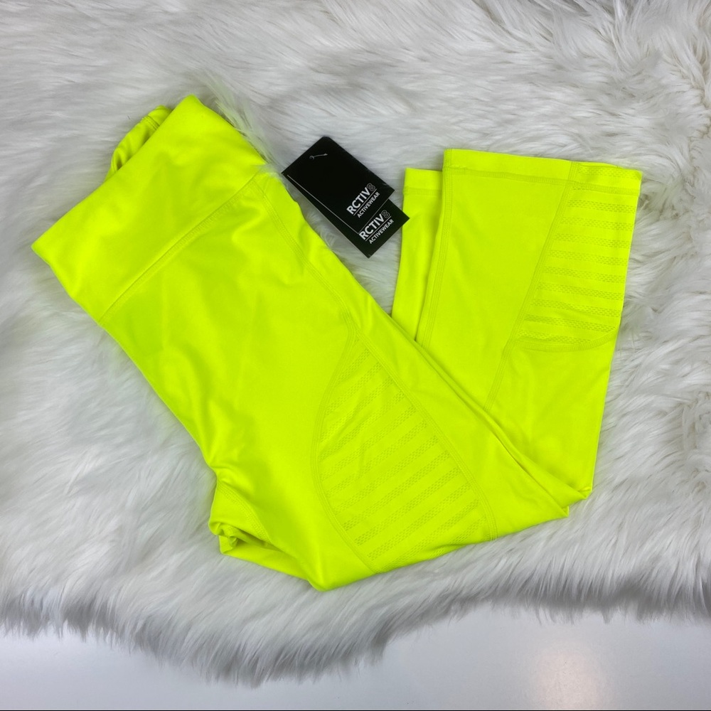 RCTIV8 Activewear Neon Yellow Capri Pants L